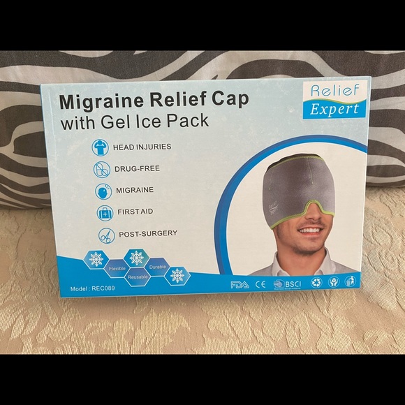 Migraine Relief Cap With Gel Ice Pack Soothe Pain & Relieve Fatigue - Picture 1 of 10